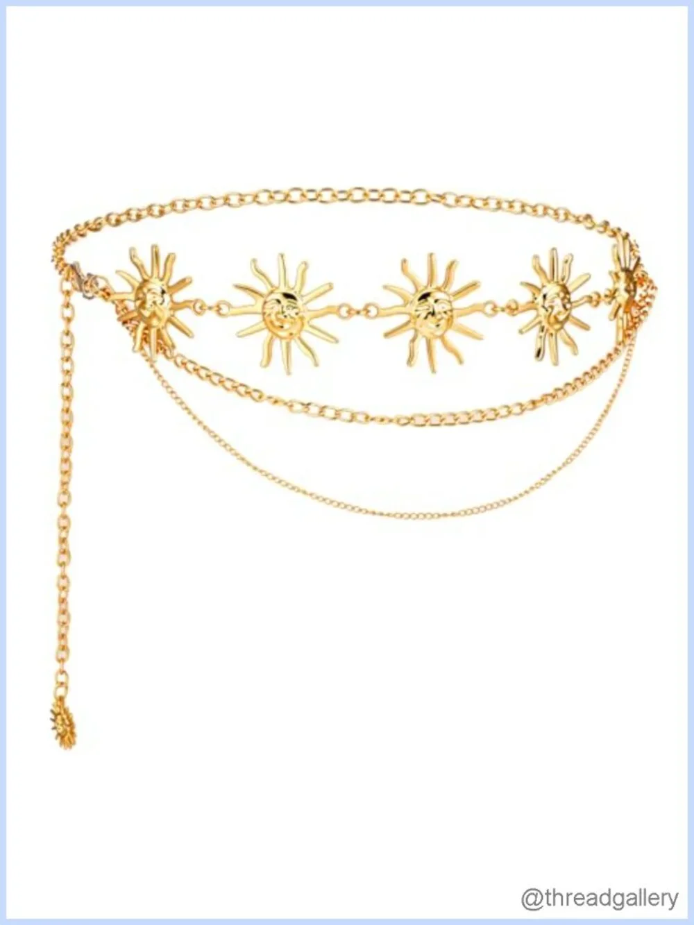Multilayer Metal Waist Chain Belt Sun Charm Adjustable Size